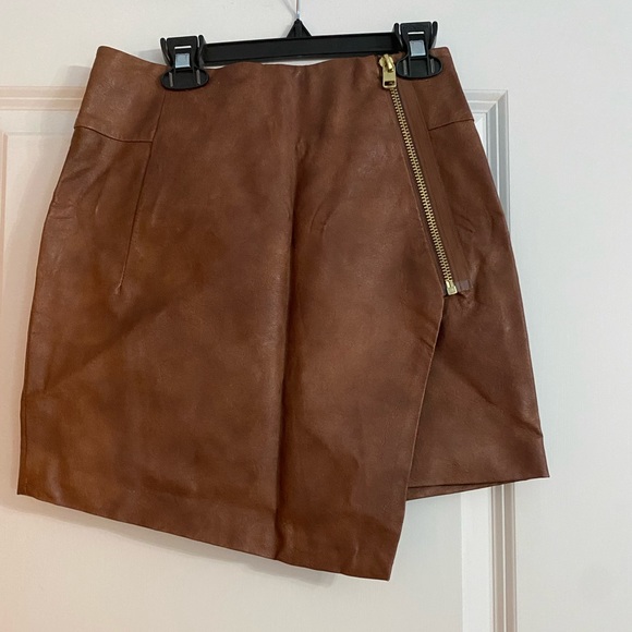 H&M Skirts Hm Brown Leather Mini Skirt Poshmark